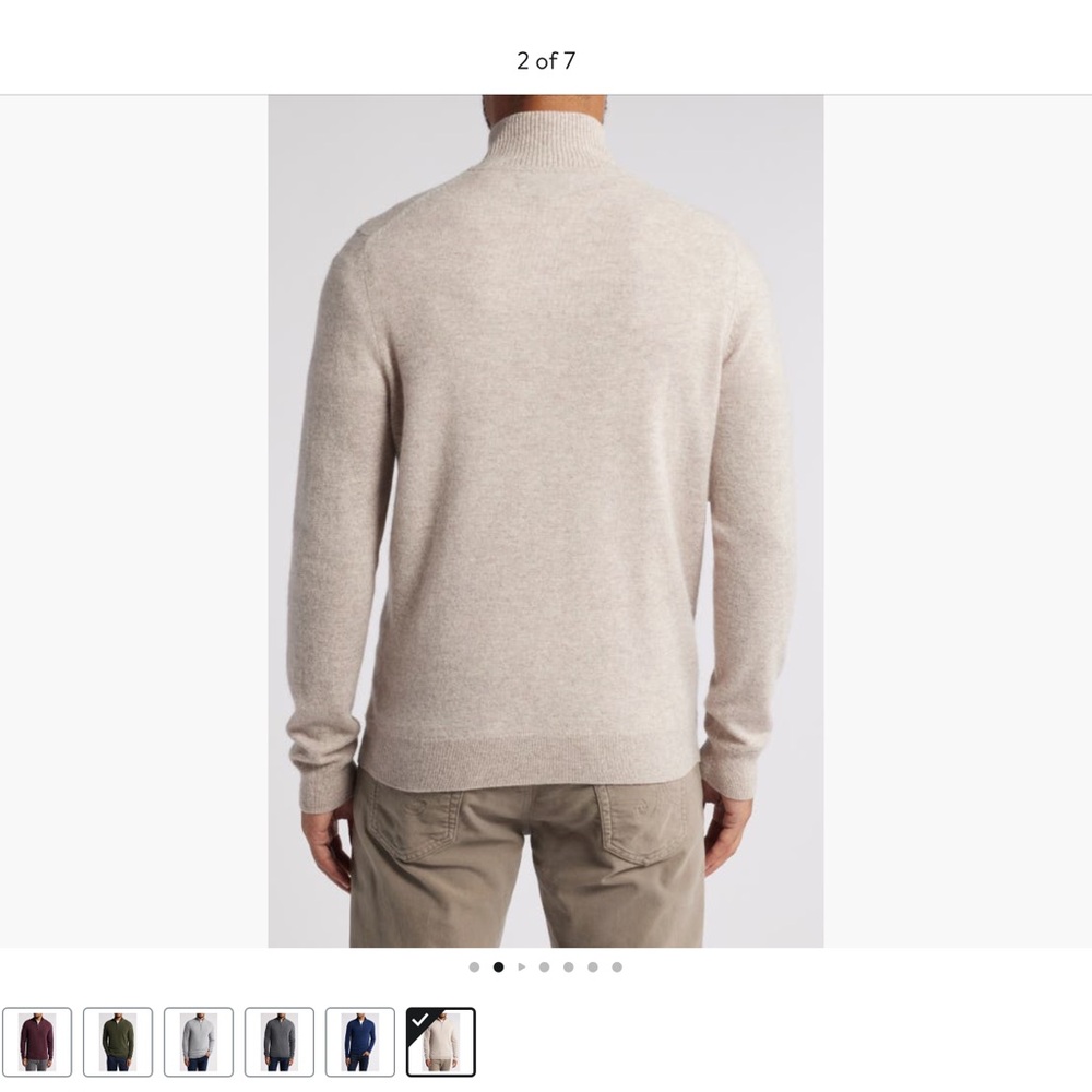 Cashmere Quarter Zip Pullover Sweater Tan Oxford Heather size XL